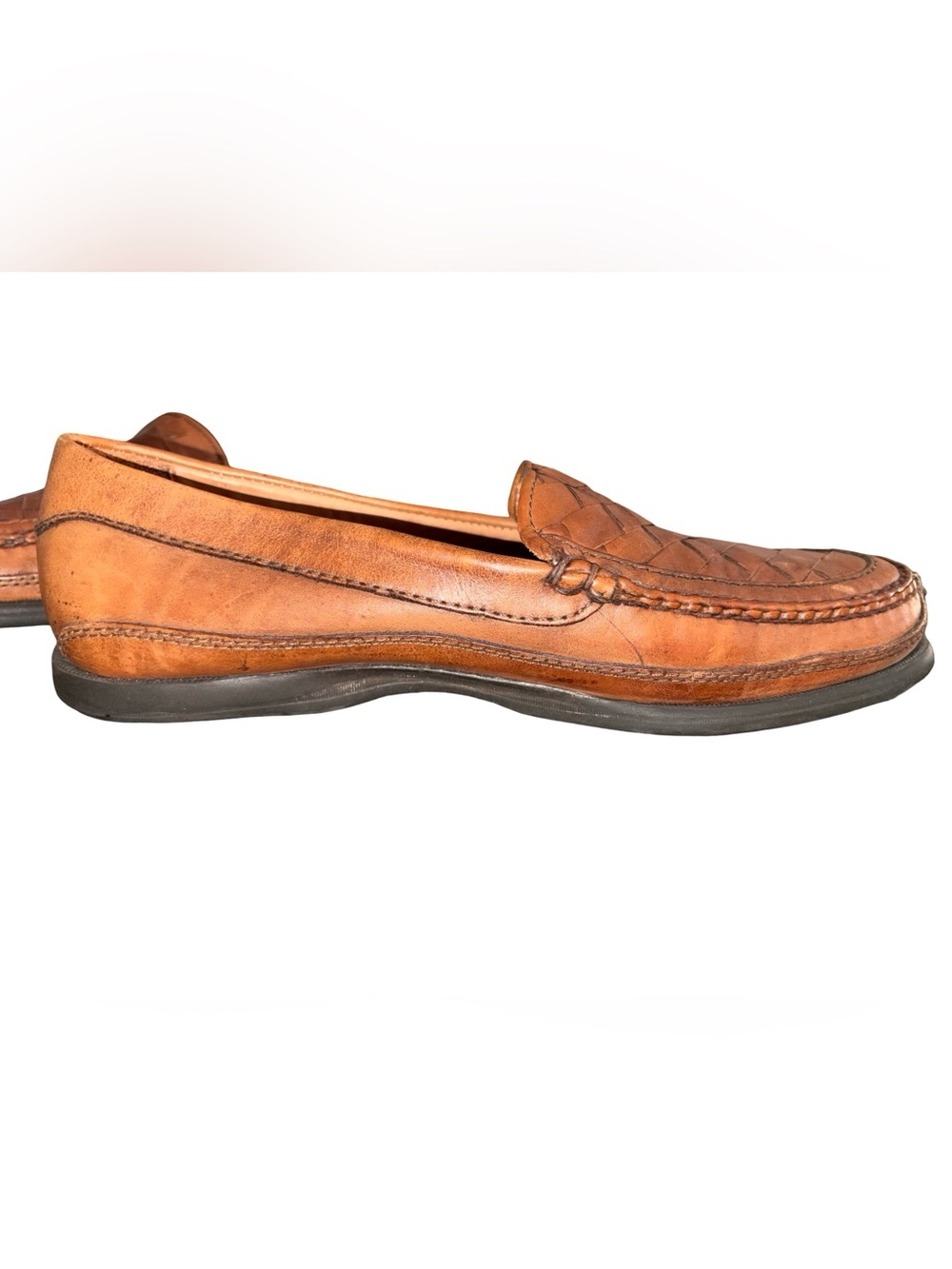 Johnston & Murphy Woven Leather Loafers Mens 13M Brown Basketweave Slip On - Picture 9 of 13